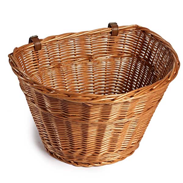 Large D-Shaped Wicker Basket